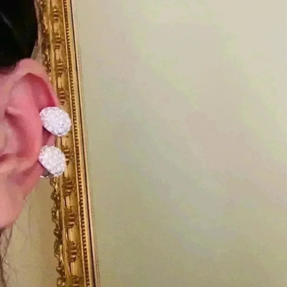 Vintage Givenchy Clip Earrings Silver Tone Metal Rhinestone - Picture 5 of 6